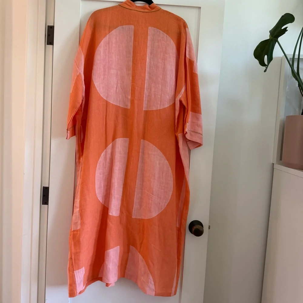 Block Shop Textiles Dot Dash Robe in Apricot XXL-XXXL Petite - Picture 4 of 8